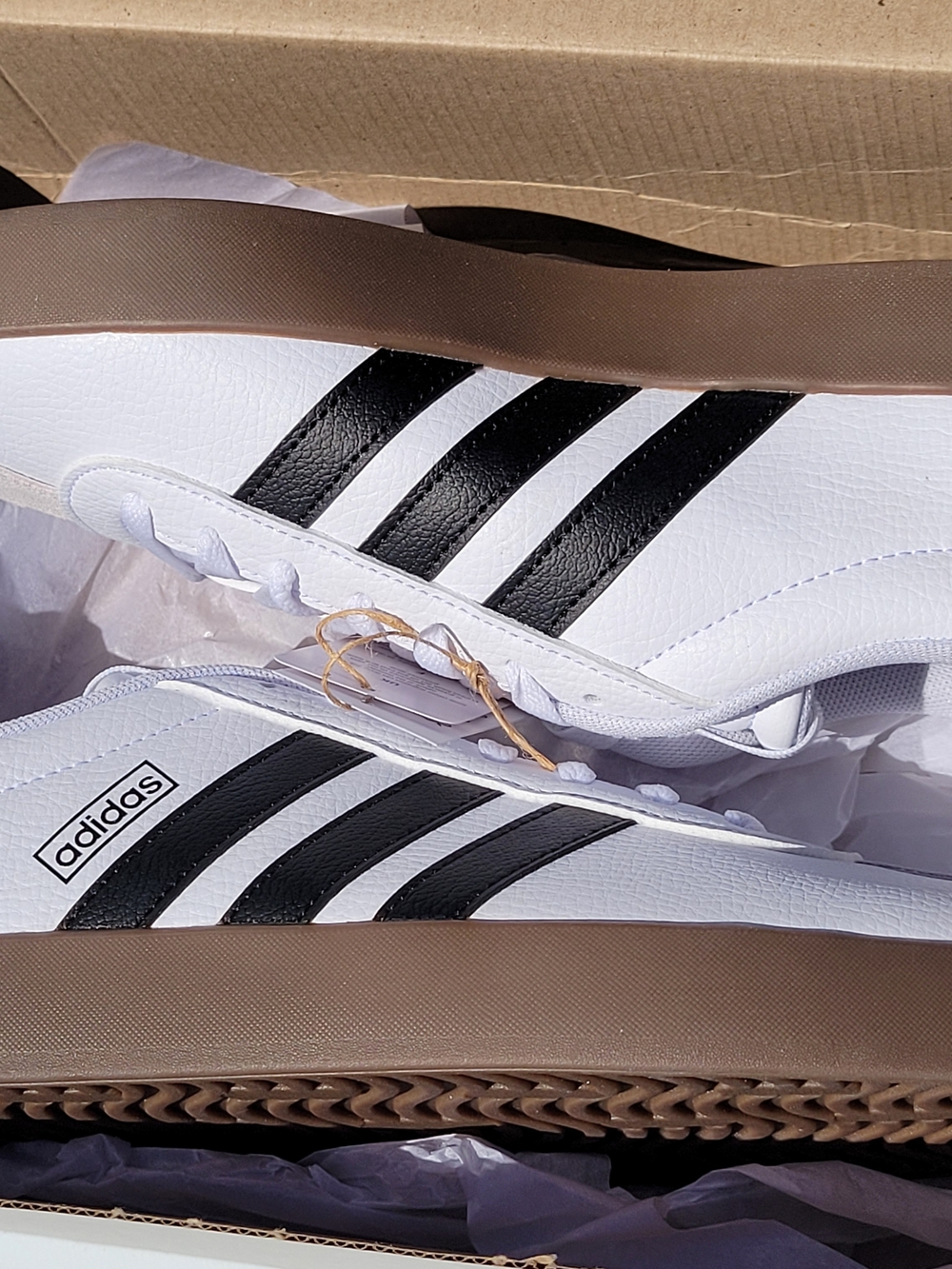 Mens Size 11 Adidas VL Court 3.0 Leather Skateboard Sneakers White Black Grey - Picture 3 of 8